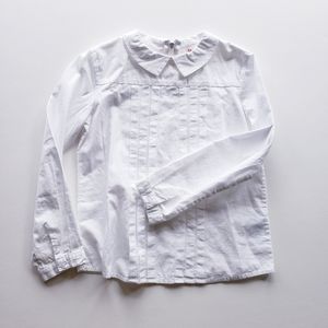 Girls White Long Sleeve Peter Pan Blouse